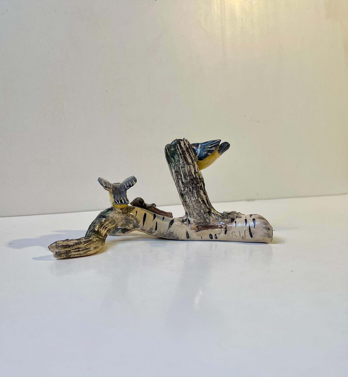 photo for sale Scandinavian Ceramic Microcosmos Pen Holder W. Blue Tits On A Birch Branch
