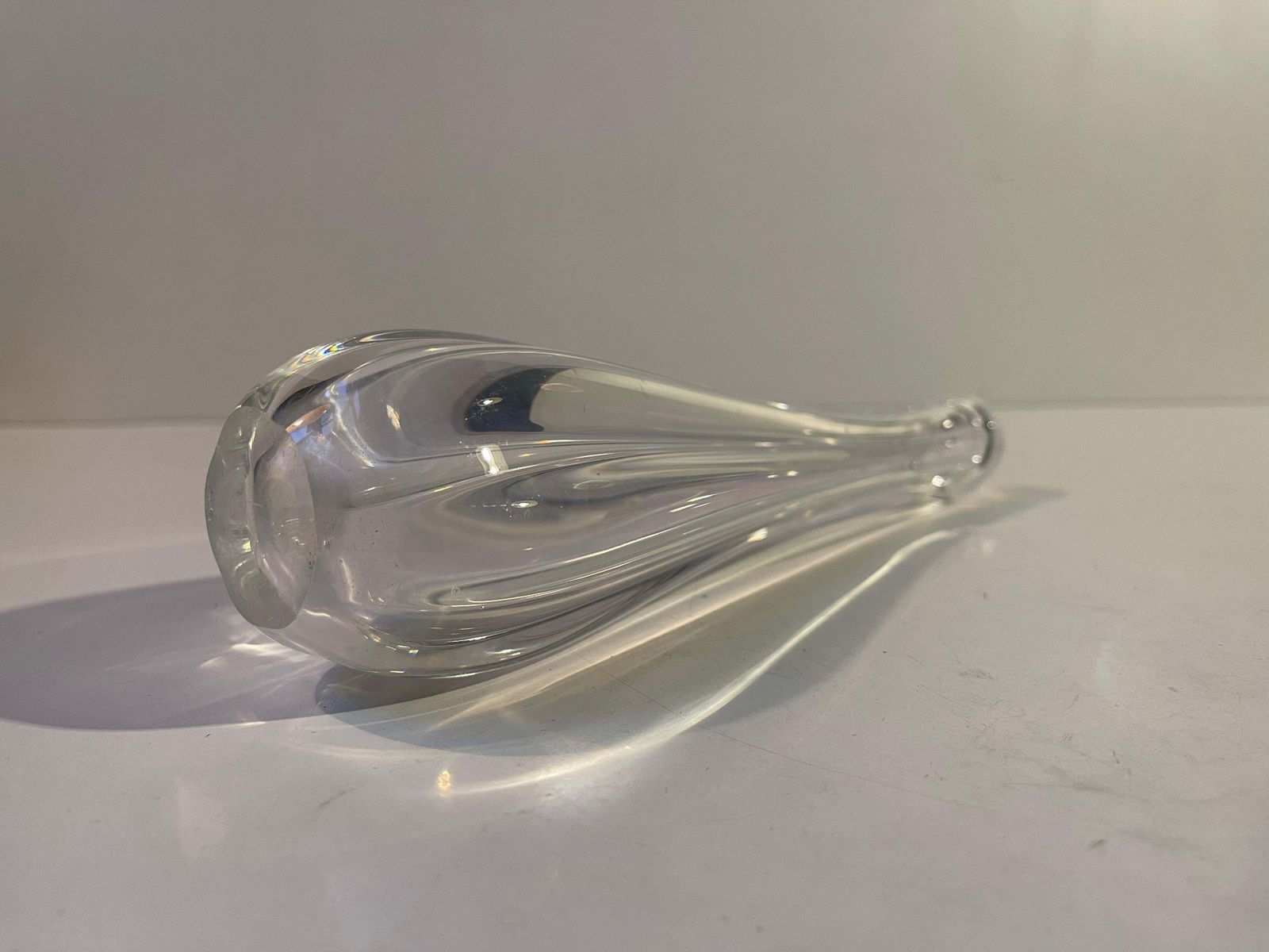 Swedish Crystal Bud Vase By Nils Landberg For Orrefors, 1960s photo vinterior