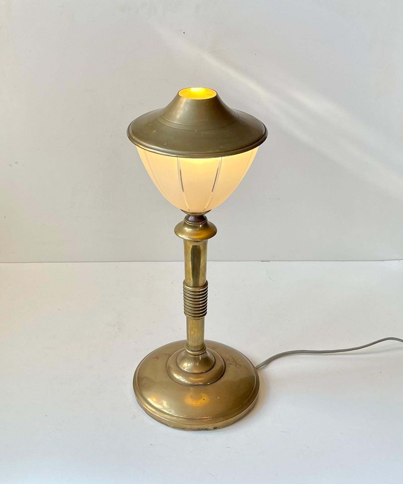 Scandinavian Art Deco Table Lamp In Bronze, Brass And Glass, 1940s photo 697.0