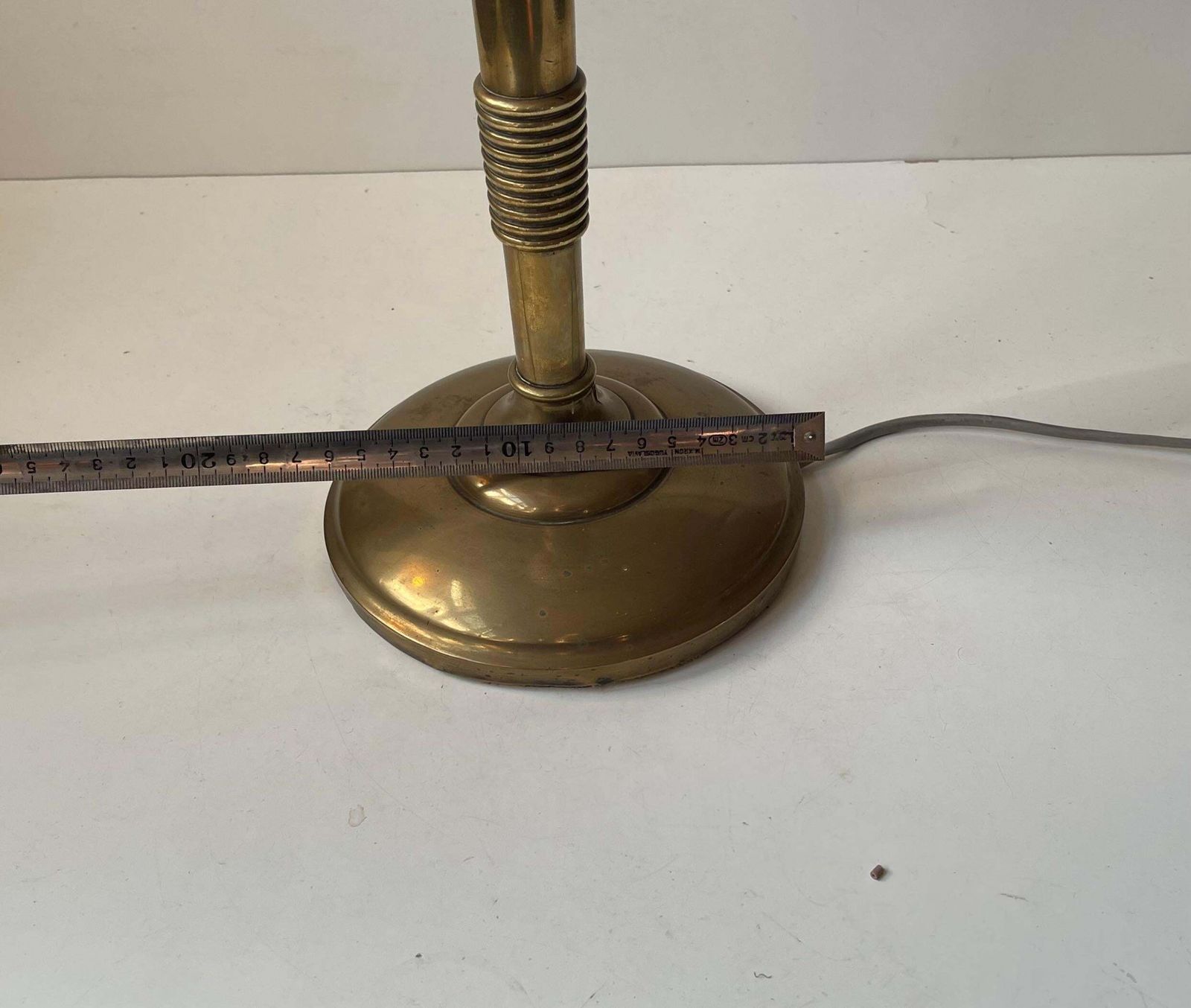 697.0 Scandinavian Art Deco Table Lamp In Bronze, Brass And Glass, 1940s photo