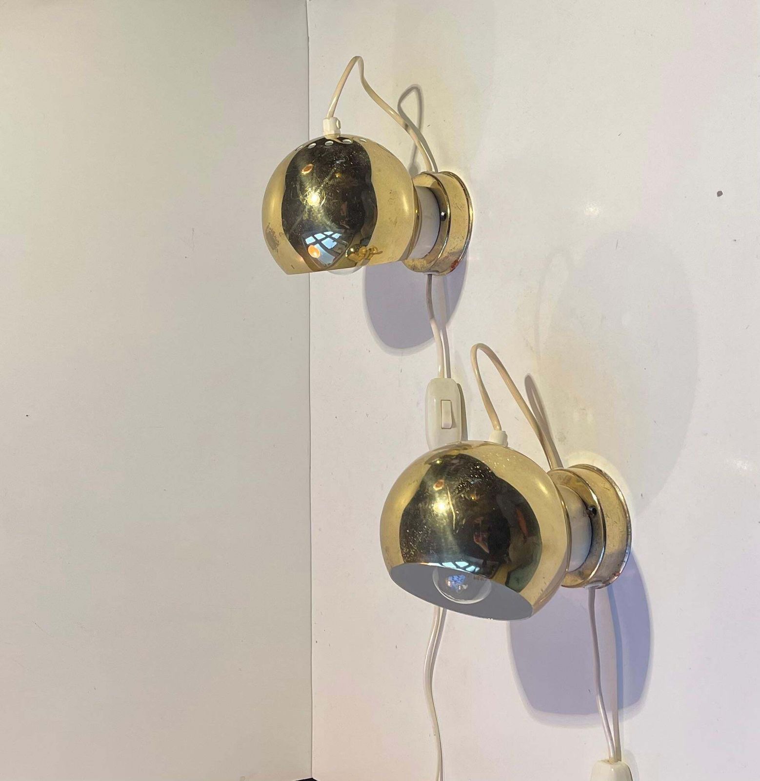 Italian Magnetic Golden Globe Wall Lamps By Compadori Reggiani photo Lighting