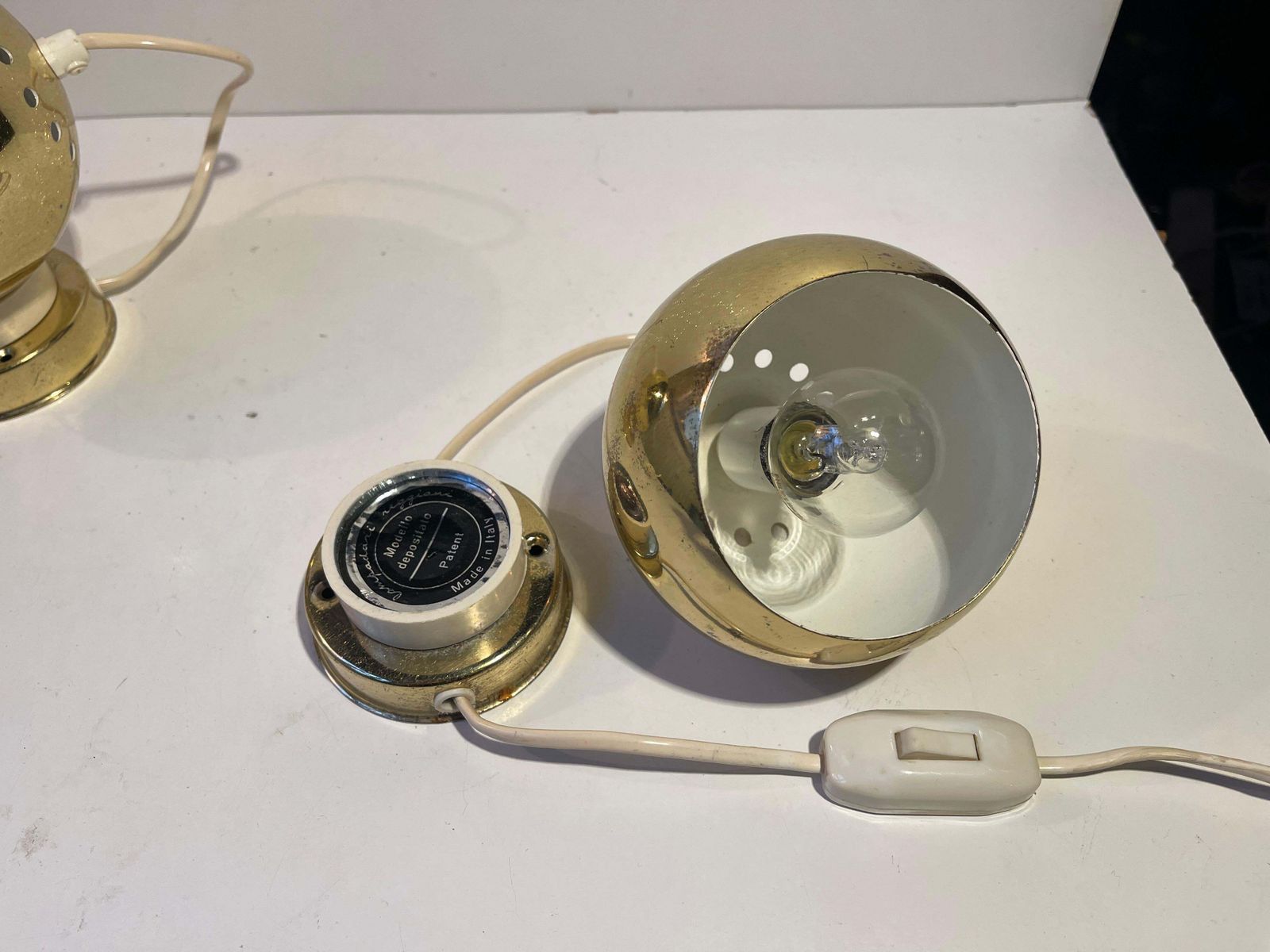 Italian Magnetic Golden Globe Wall Lamps By Compadori Reggiani photo vinterior