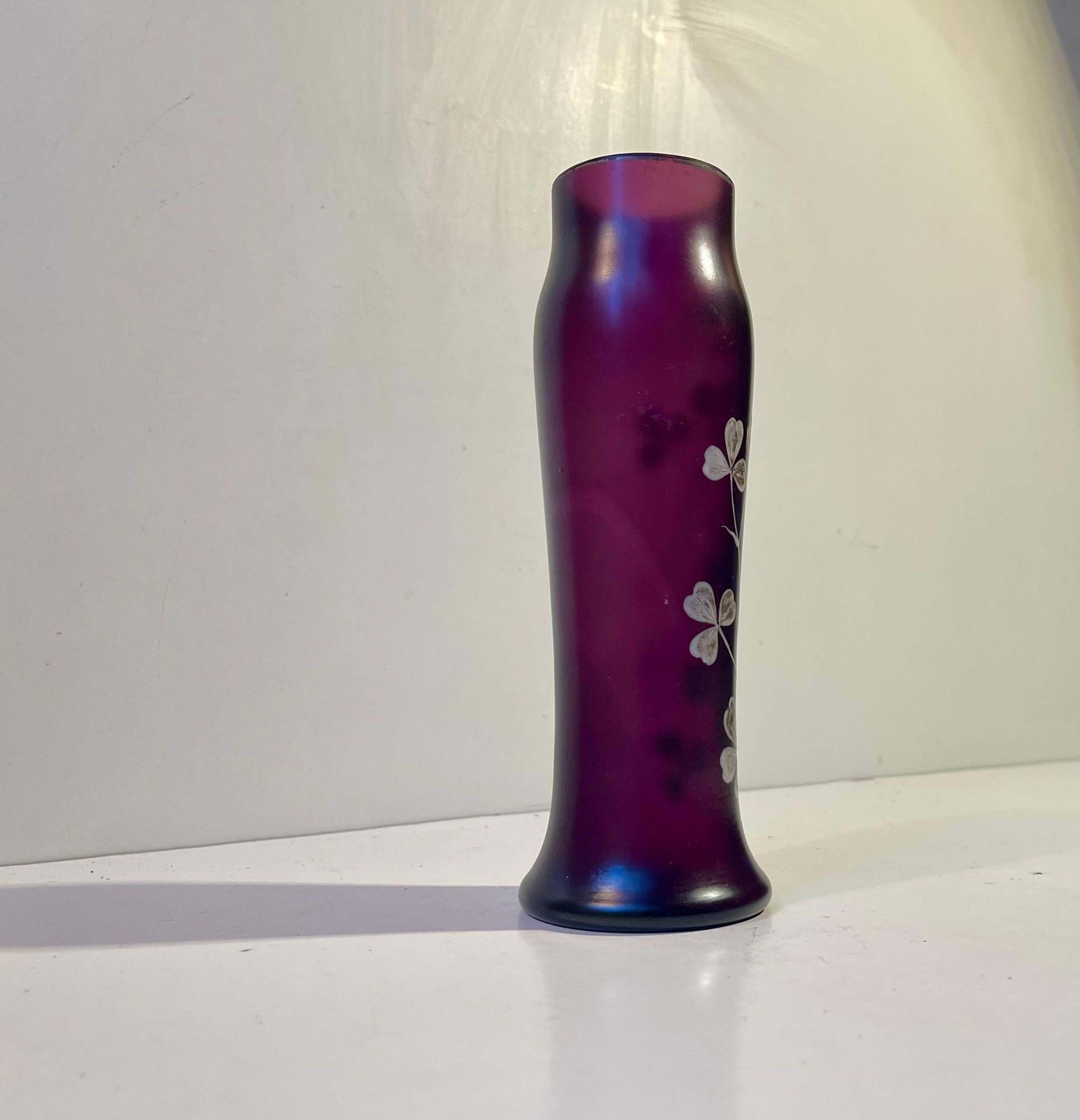Art Nouveau Vase In Deep Purple Hand Painted Glass, Kralik Poschinger Instyle photo Home Decor