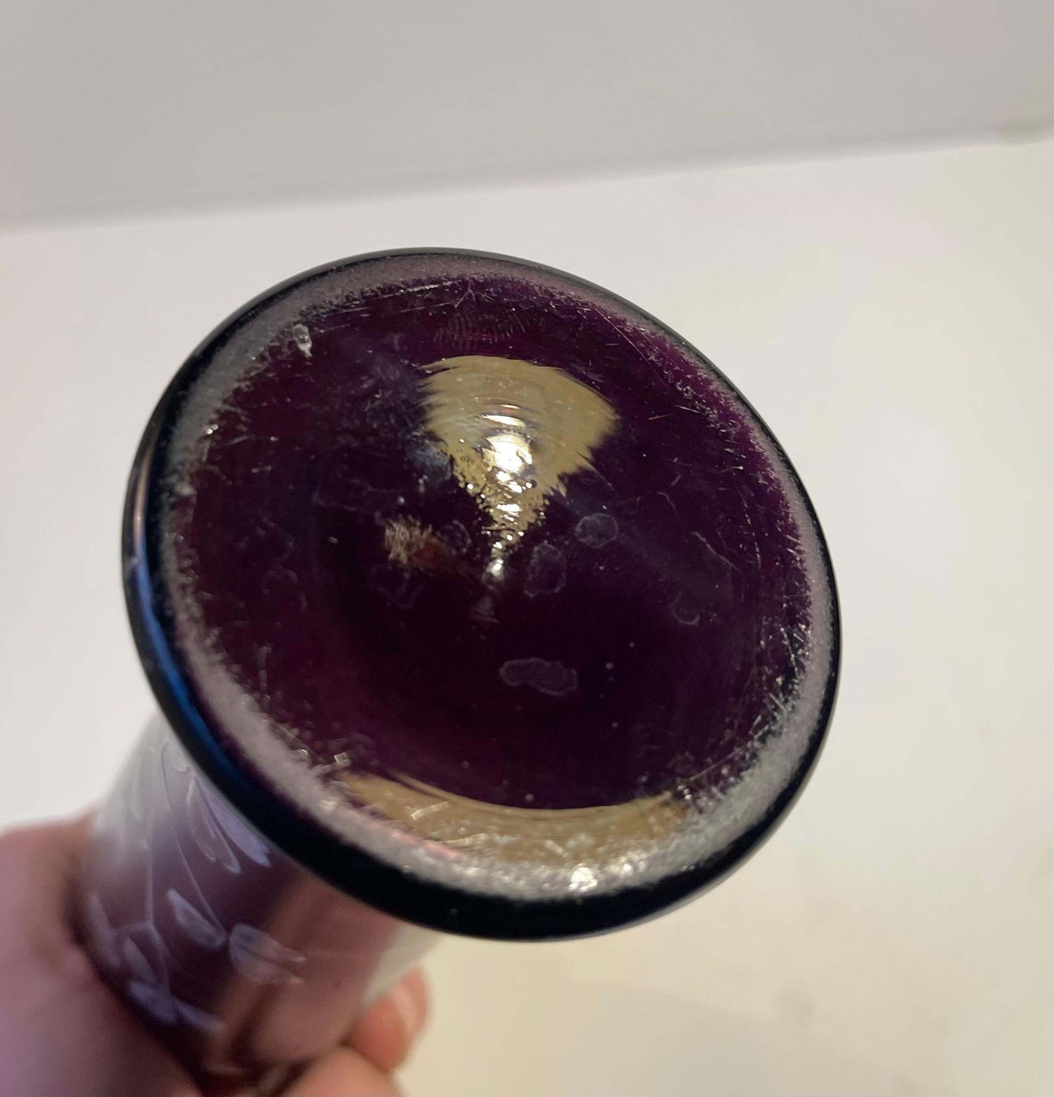 Art Nouveau Vase In Deep Purple Hand Painted Glass, Kralik Poschinger Instyle photo buy