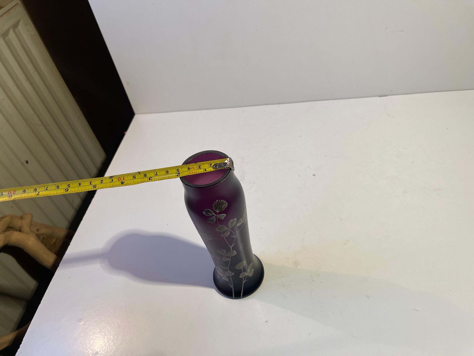 photo furniture Art Nouveau Vase In Deep Purple Hand Painted Glass, Kralik Poschinger Instyle