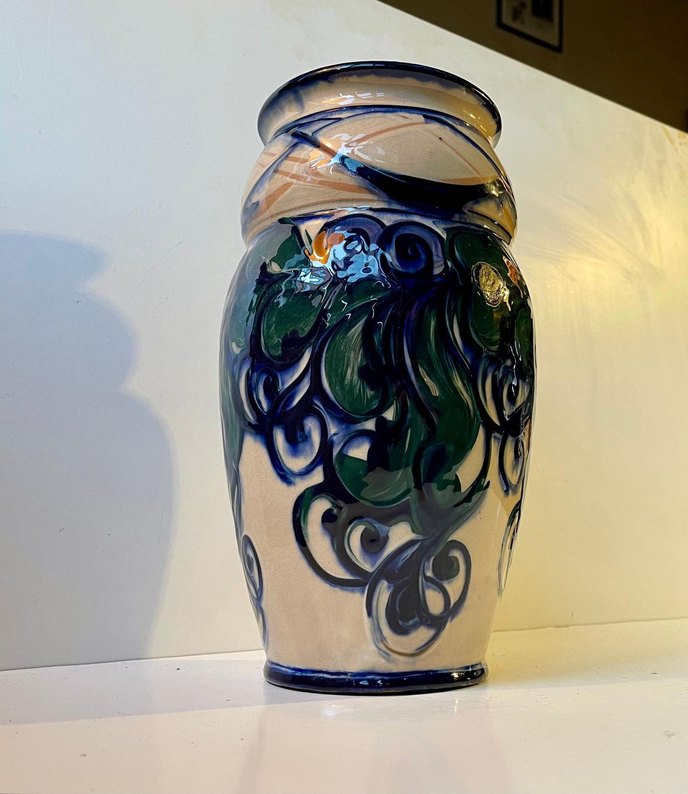 Large Hand Glazed Danish Art Nouveau Vase By Danico, 1920s photo Home Decor