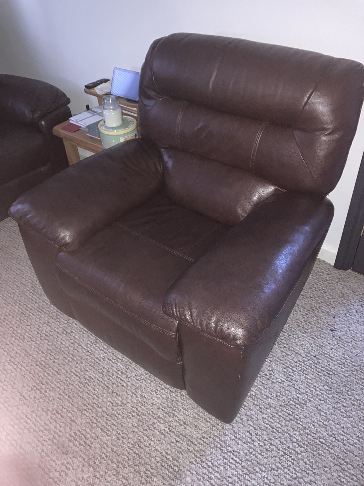Oak Furniture Land Grade A Genuine Leather Brown All Reclining 3 Piece Suite Sofa Set photo vinterior