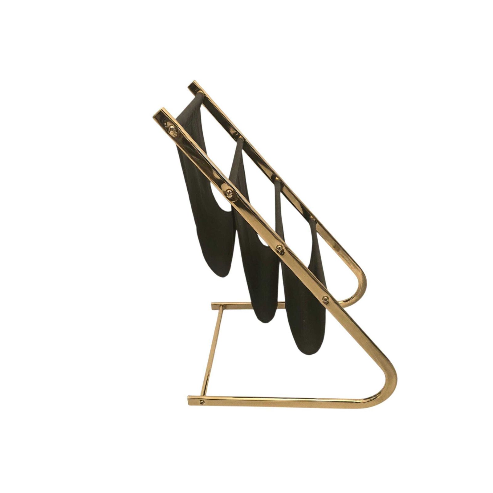 Vintage Mid Century Modern Hollywood Regency Metal Magazine Rack In Gold