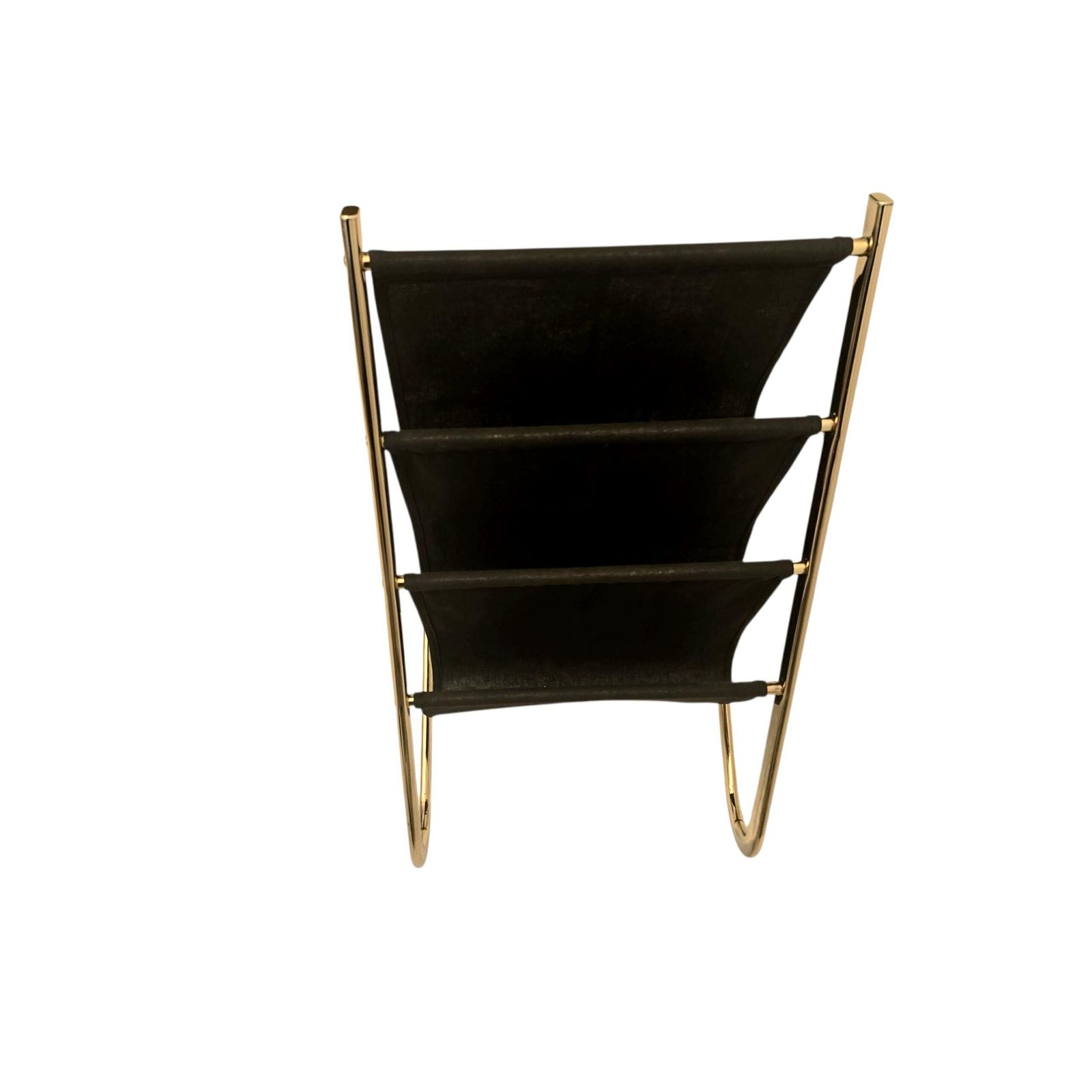 Vintage Mid Century Modern Hollywood Regency Metalen Tijdschriftenrek In Goud photo for sale