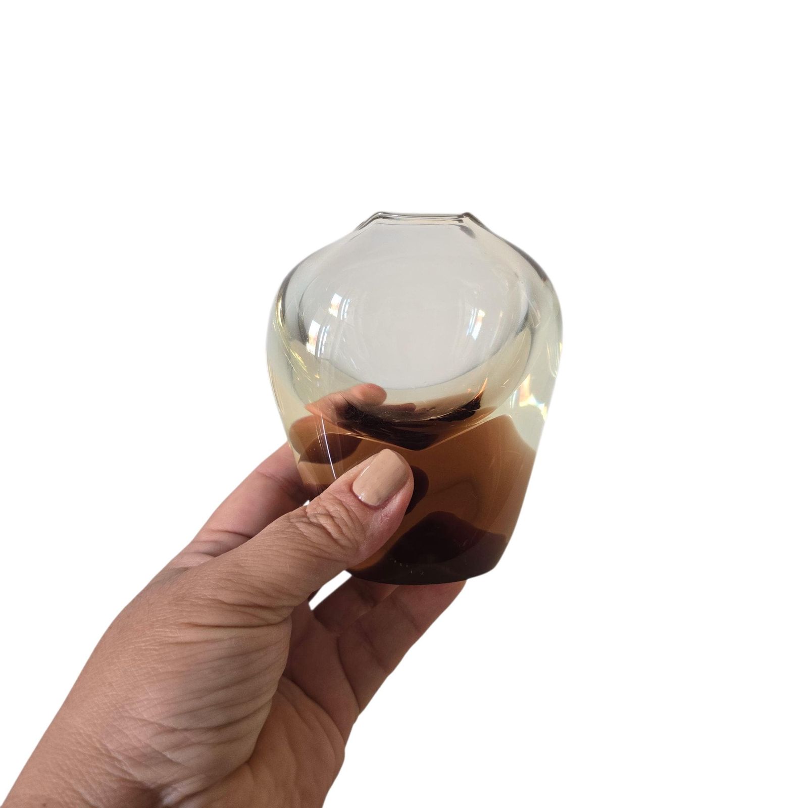 Woonaccessoires Vintage Boheems Glazen Vaas, Handgemaakt Glas, Jaren 1980 photo