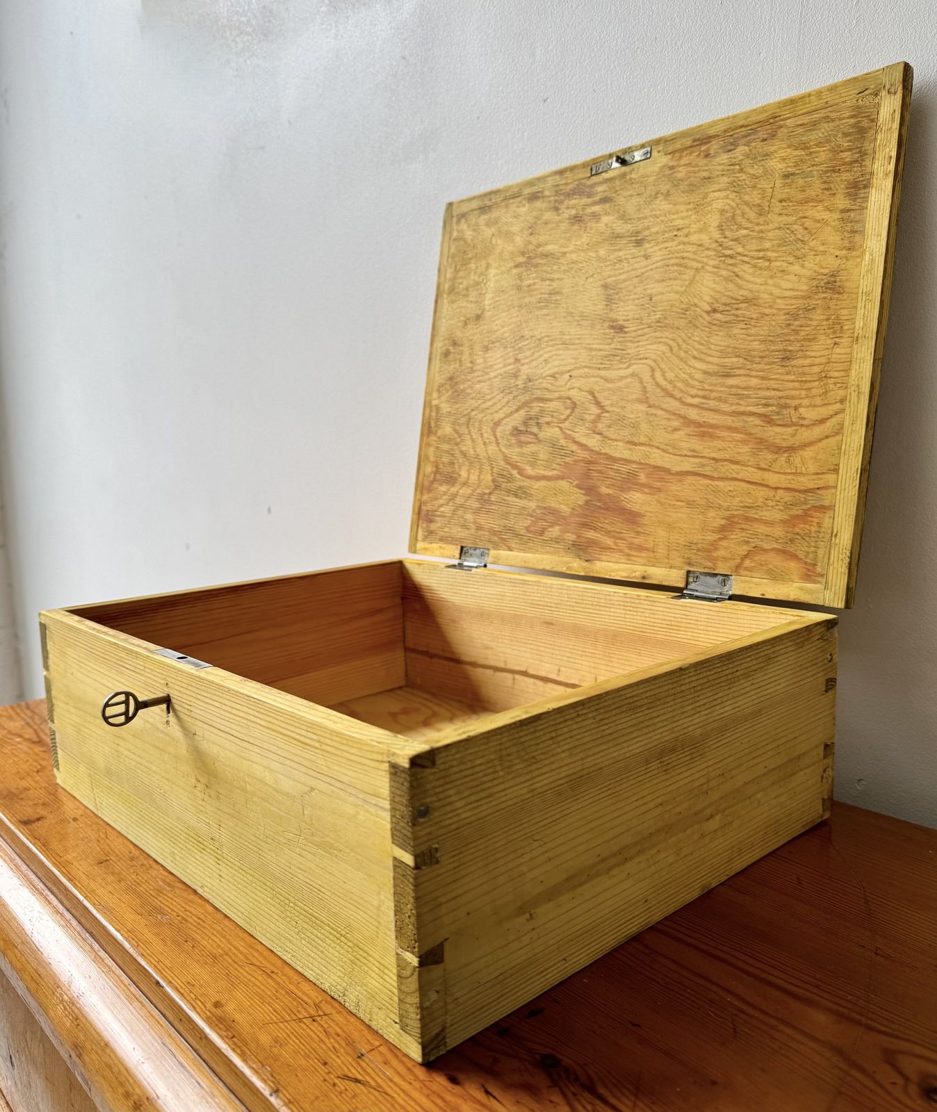 Vintage Pine Box With Key photo for sale
