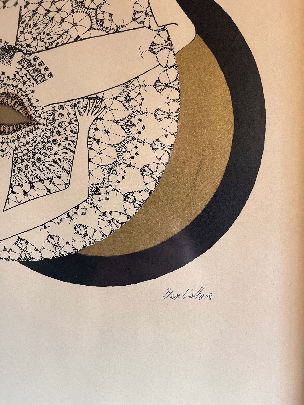 Surrealist Lithograph By Max Walter Svanberg, Sweden C. 1950. photo 380.0