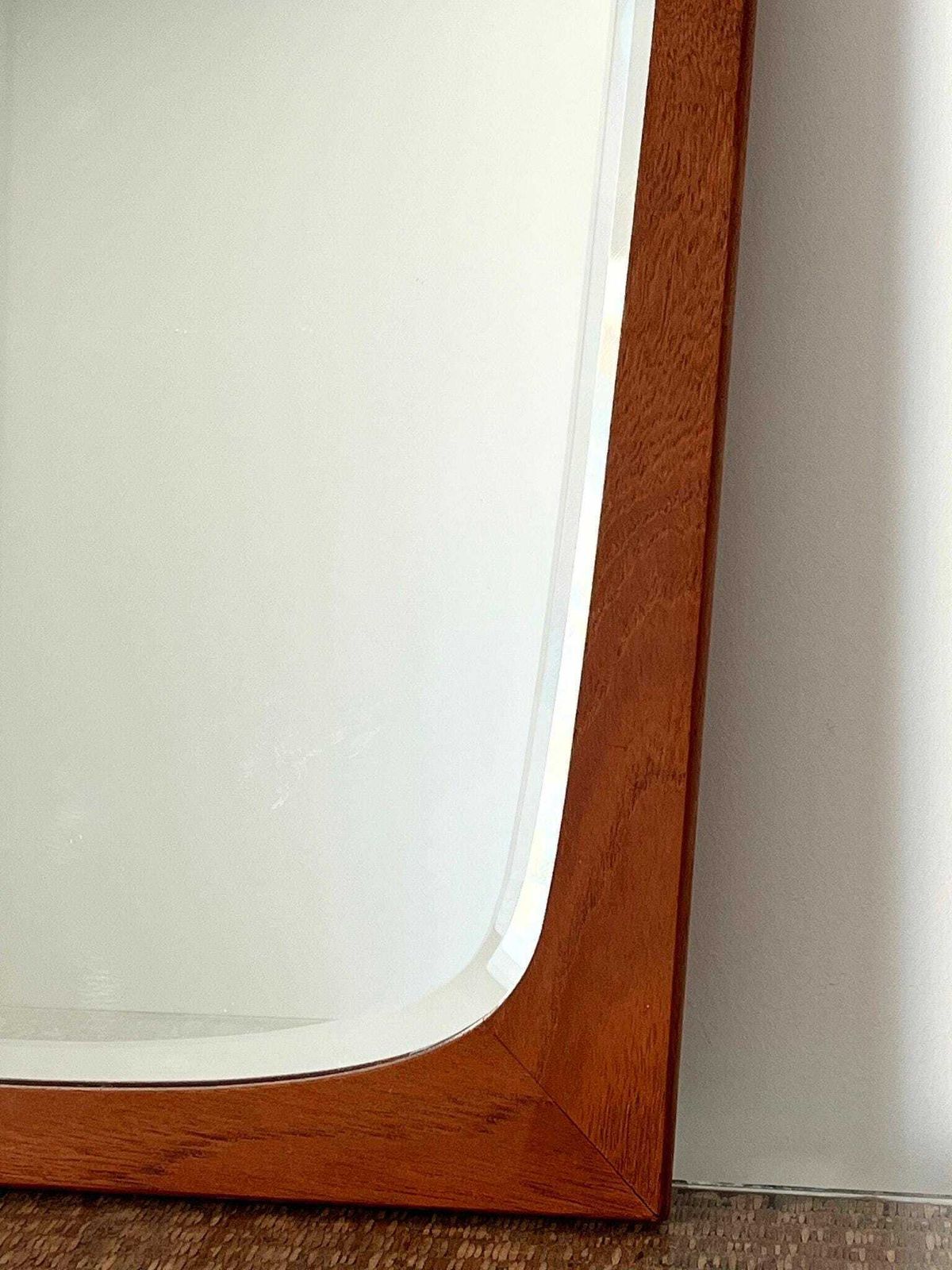 20th Century Shield Wall Mirror With Scandinavian Wooden Frame, Made In Denmark C.1960 photo 580.0