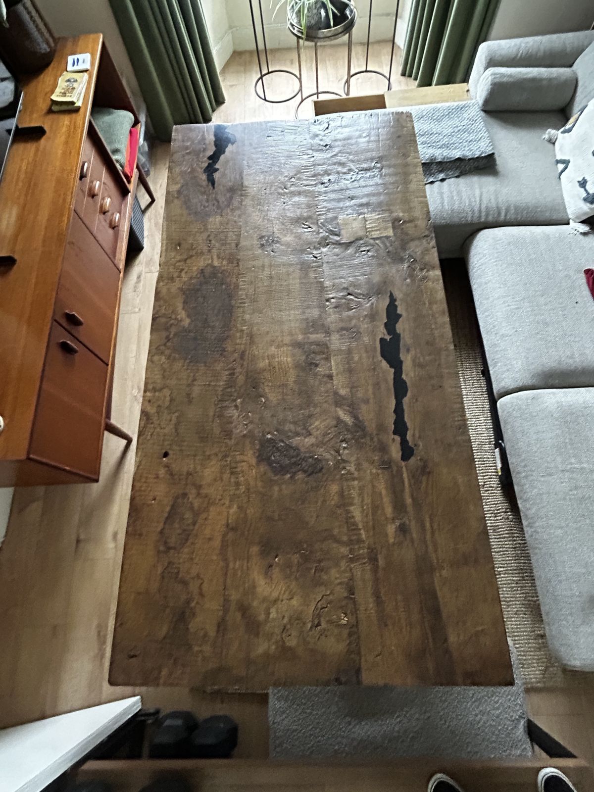 Hand Crafted Reclaimed Oak Table – Unique Resin Detailing,  One Of A Kind Design, No Two Tables Are Alike. photo furniture