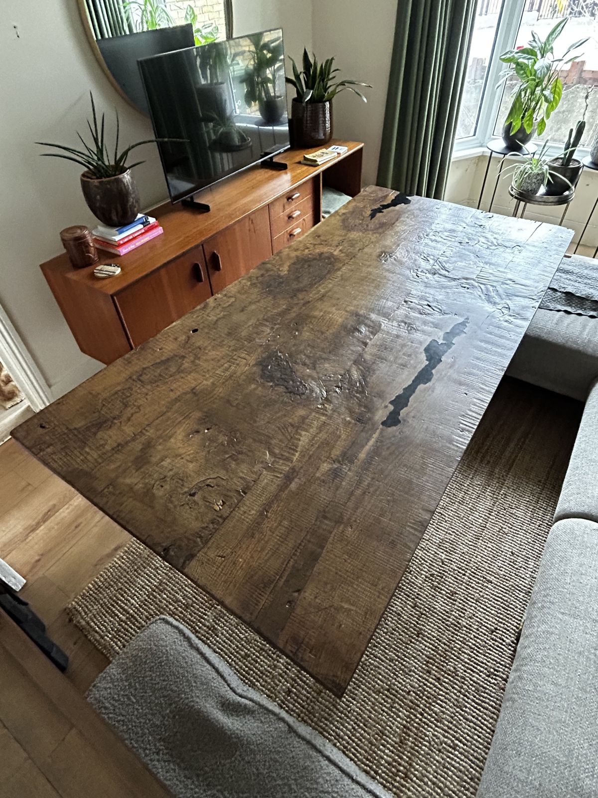 Hand Crafted Reclaimed Oak Table – Unique Resin Detailing,  One Of A Kind Design, No Two Tables Are Alike. photo 1500.0
