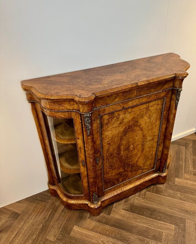 Attractive Quality Pair Of Antique Burr Walnut Side Cabinets photo for sale