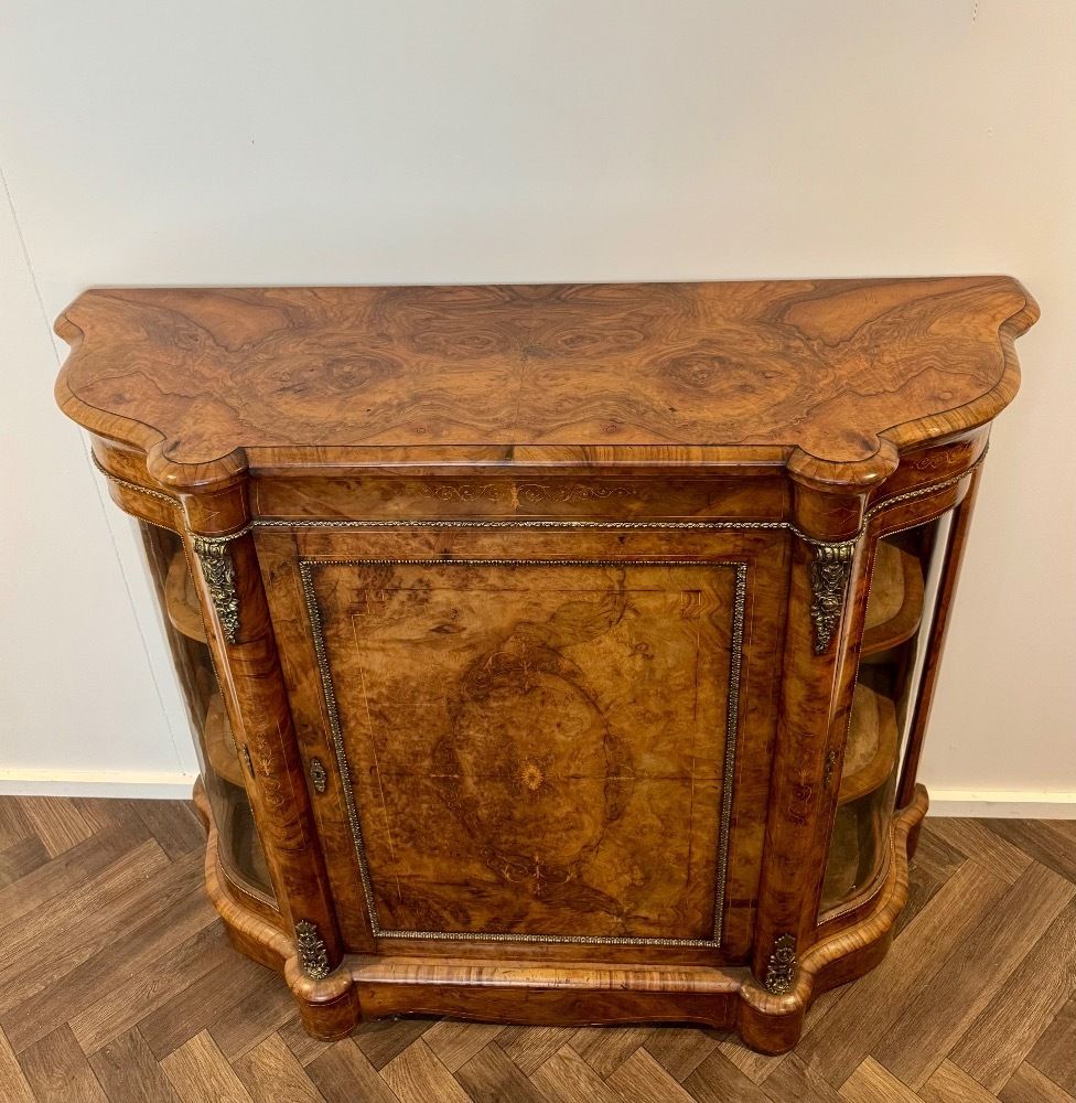 Attractive Quality Pair Of Antique Burr Walnut Side Cabinets photo 12950.0