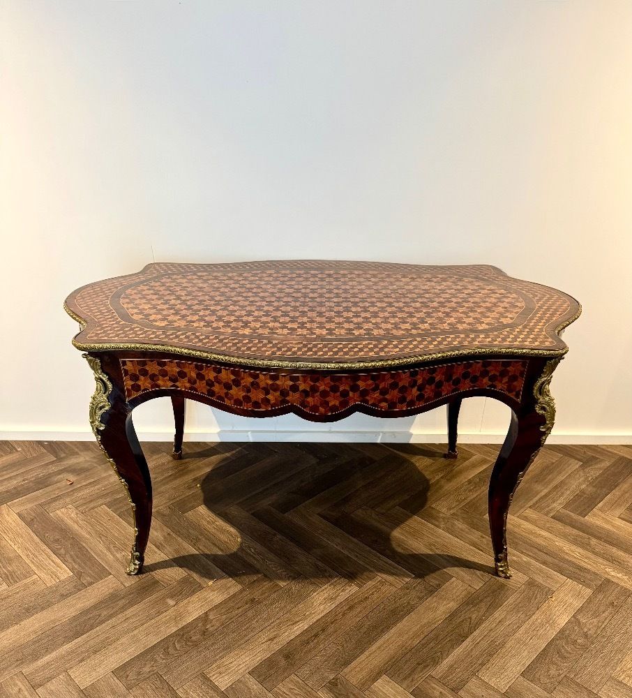 Magnificent Quality French Antique Rosewood & Parquetry Inlaid Centre Table photo furniture