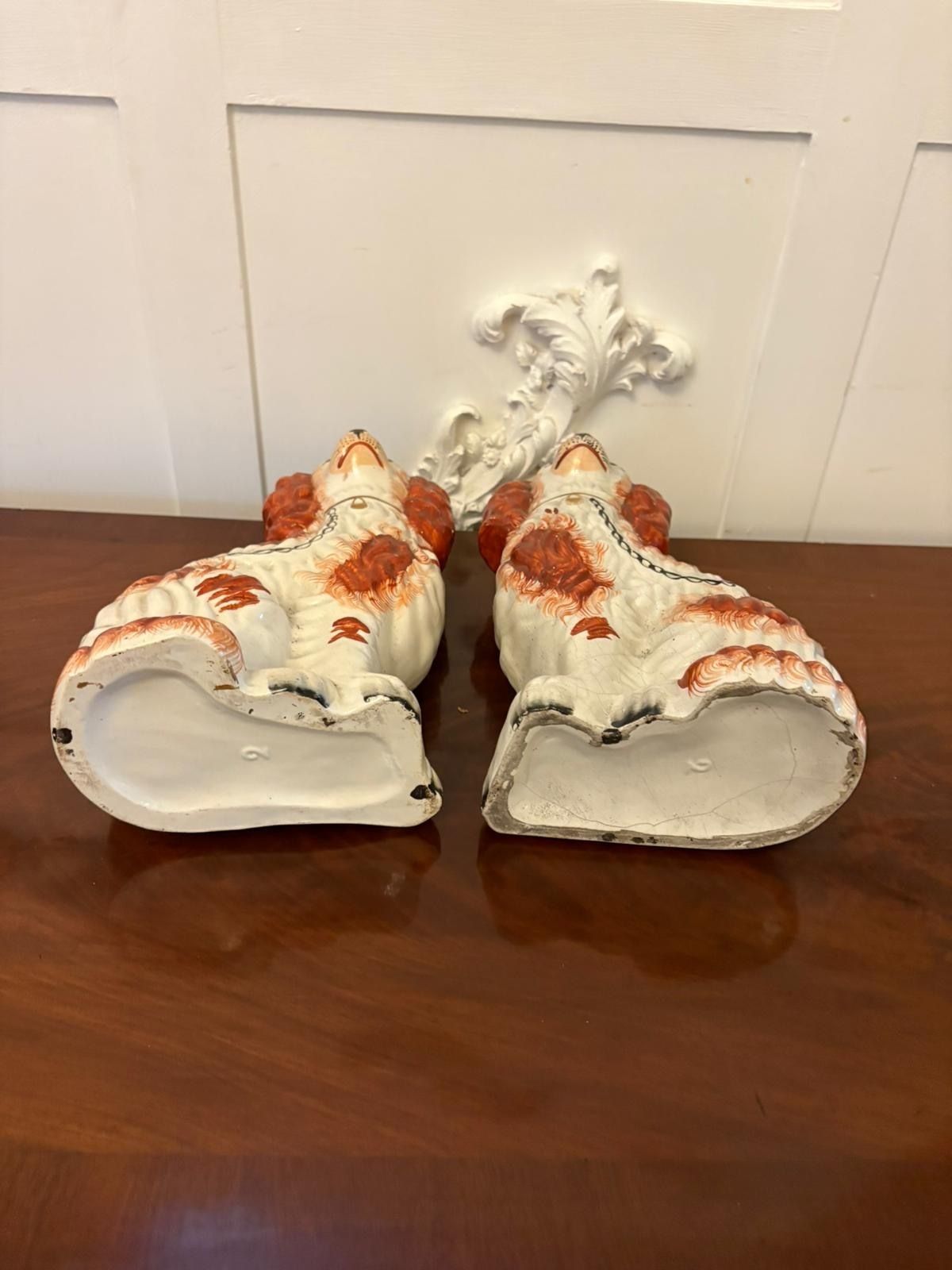 Pair Of Antique Staffordshire Spaniel Dogs photo Art