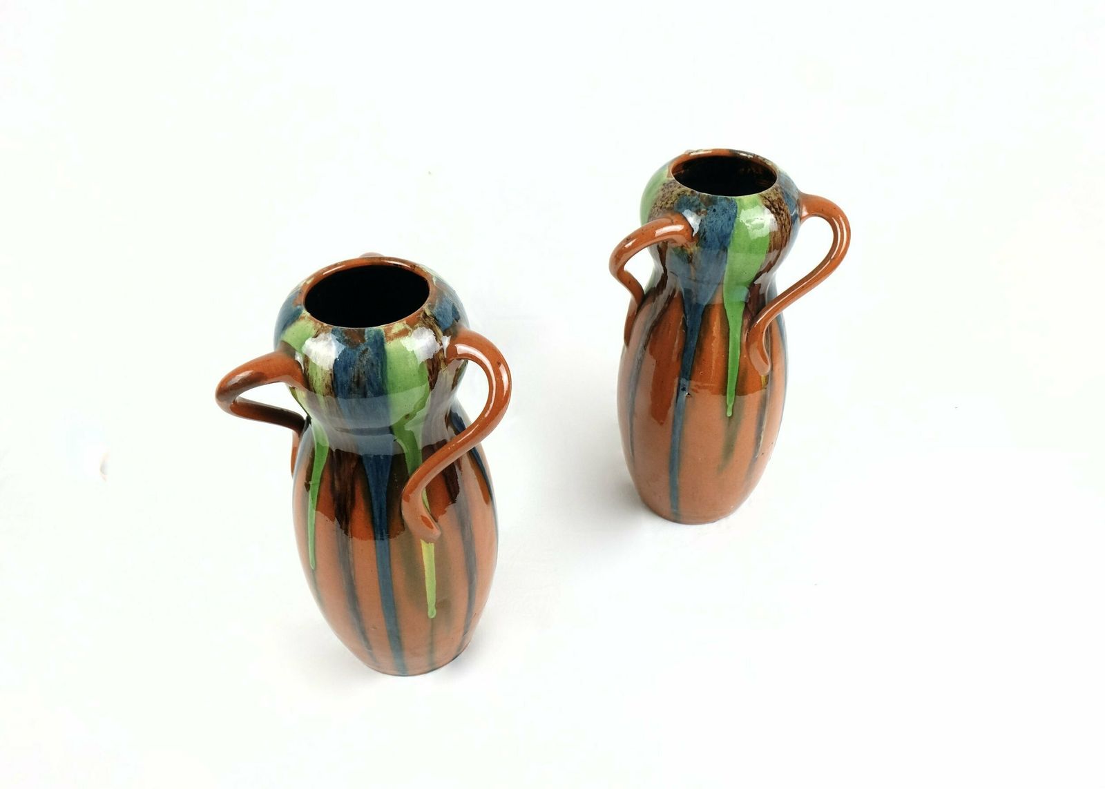 A Pair Of Art Nouveau Drip Glaze Vases photo Home Decor
