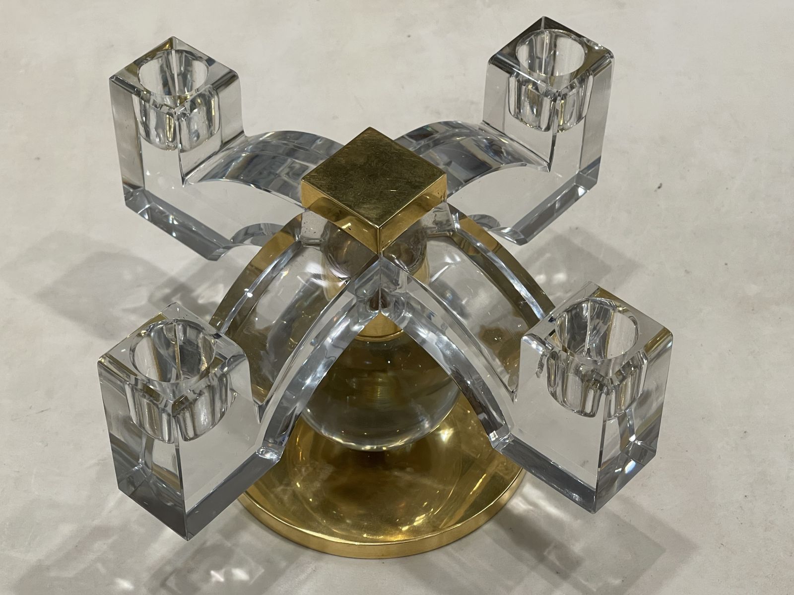 Fabulous Pair Of Baccarat Crystal Candelabras,  Created By Jacques Adnet, 1935, France photo furniture