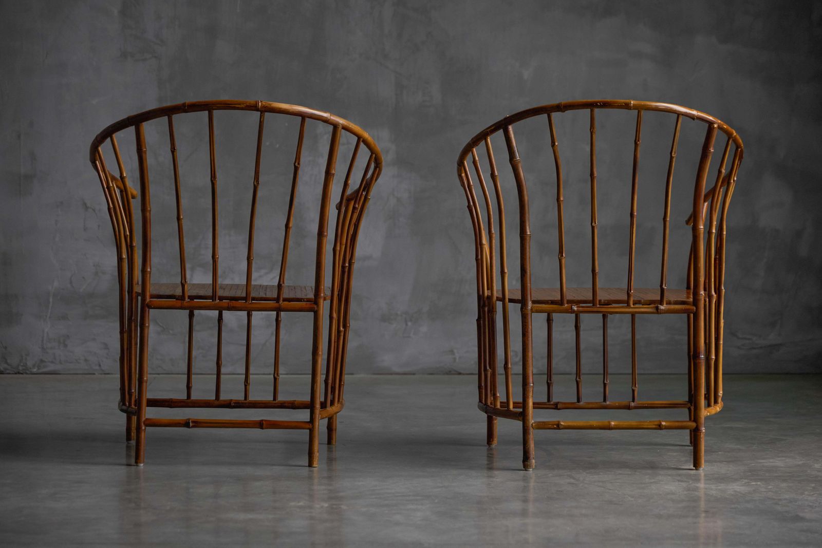 Rustic Wabi Sabi Bamboo Armchairs, France, 1970s photo vinterior