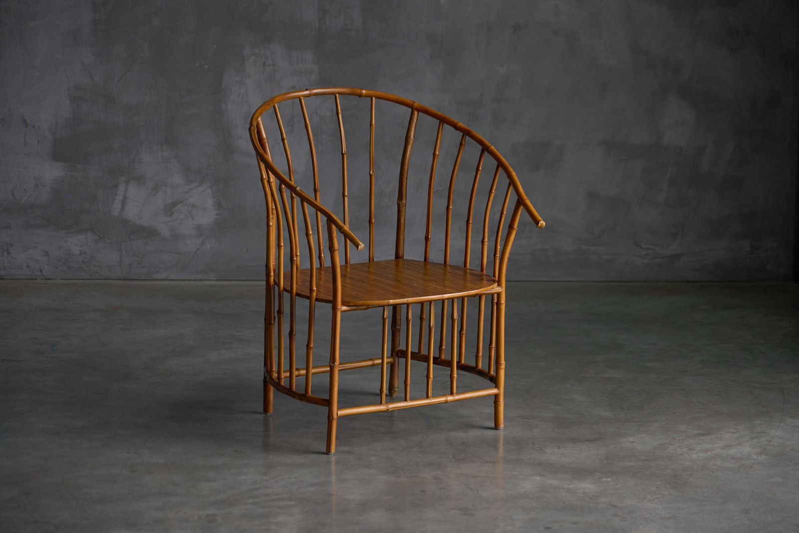 photo furniture Rustic Wabi Sabi Bamboo Armchairs, France, 1970s