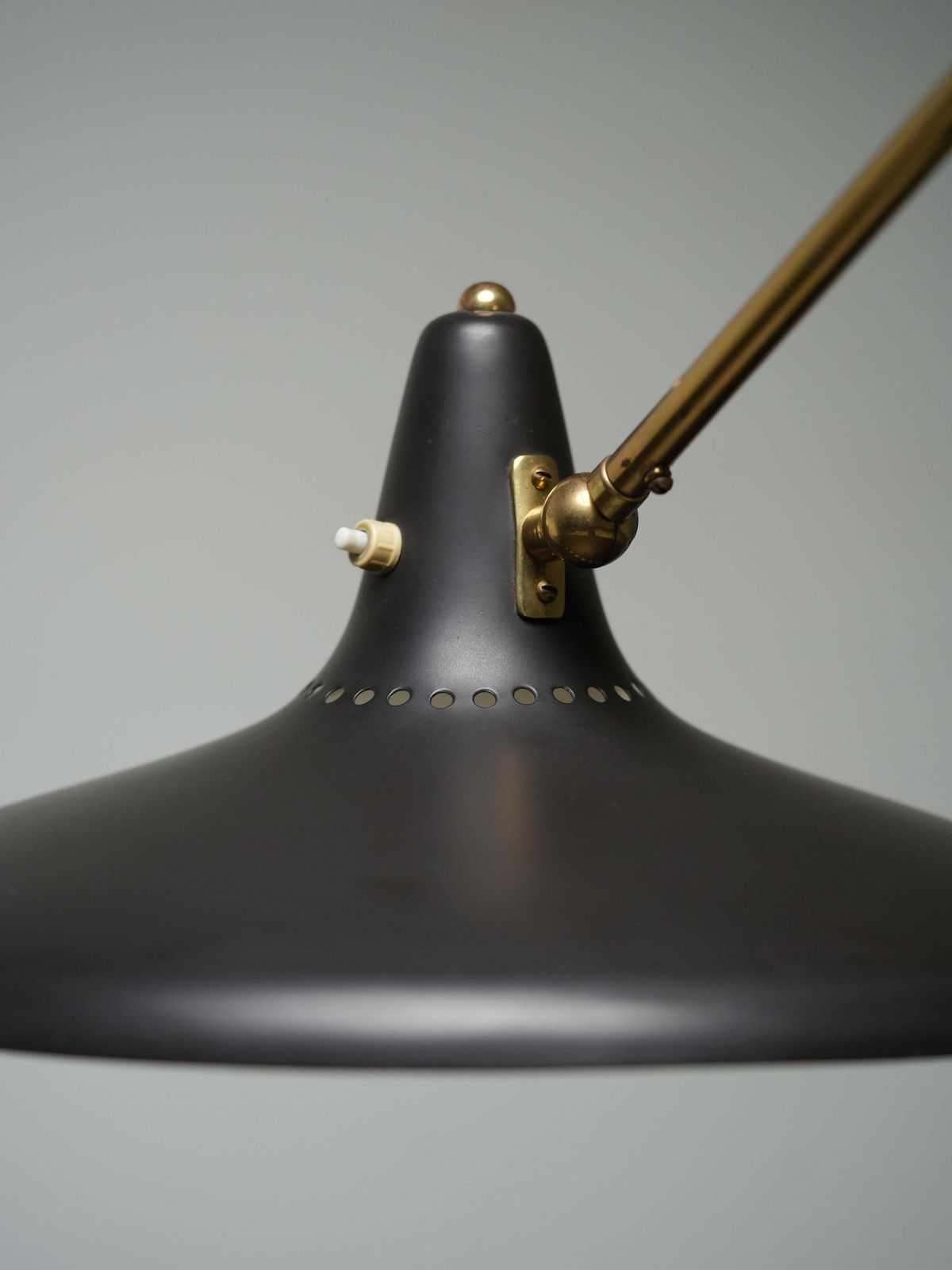 photo for sale Stilnovo No 3030 Wall Light In Brass And Black Metal, Italy, 1950's
