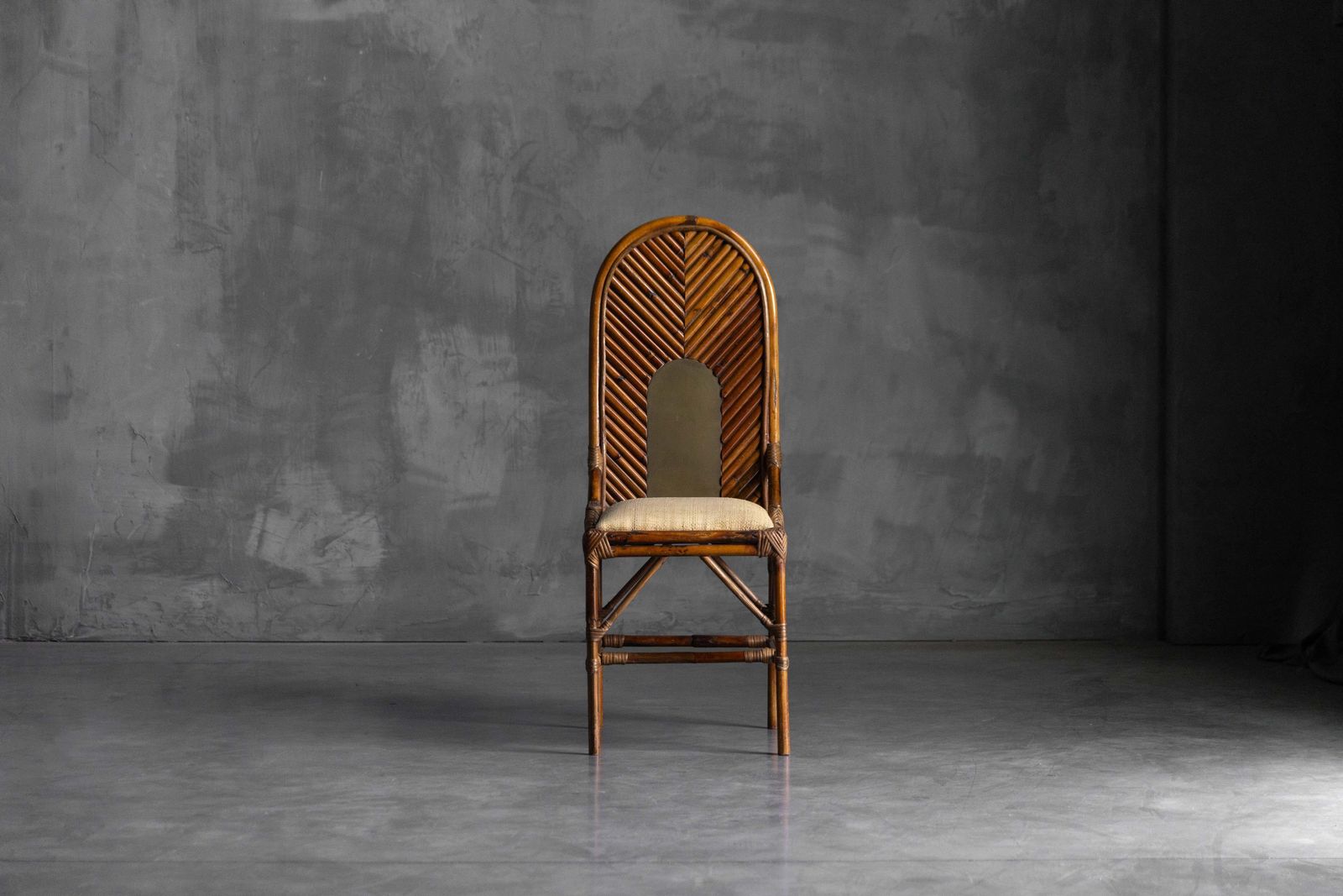 High Back Bamboo And Brass Chair By Gabriella Crespi, Italy, 1970s photo Furniture