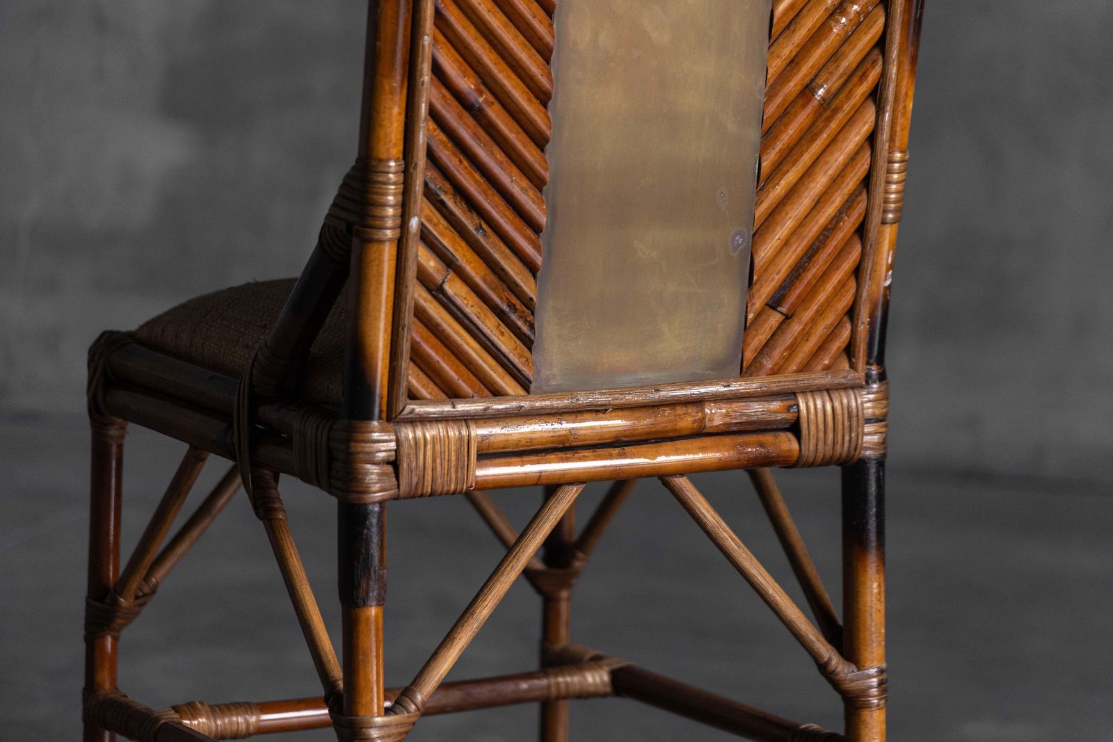 photo for sale High Back Bamboo And Brass Chair By Gabriella Crespi, Italy, 1970s