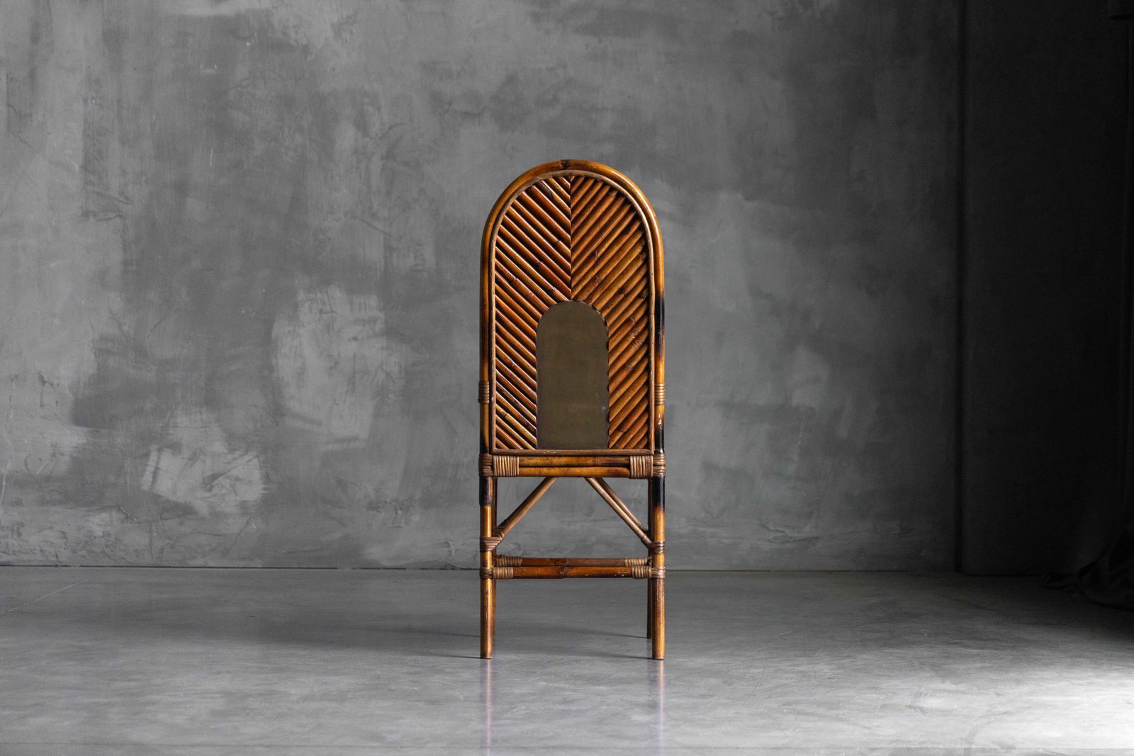 Furniture High Back Bamboo And Brass Chair By Gabriella Crespi, Italy, 1970s photo