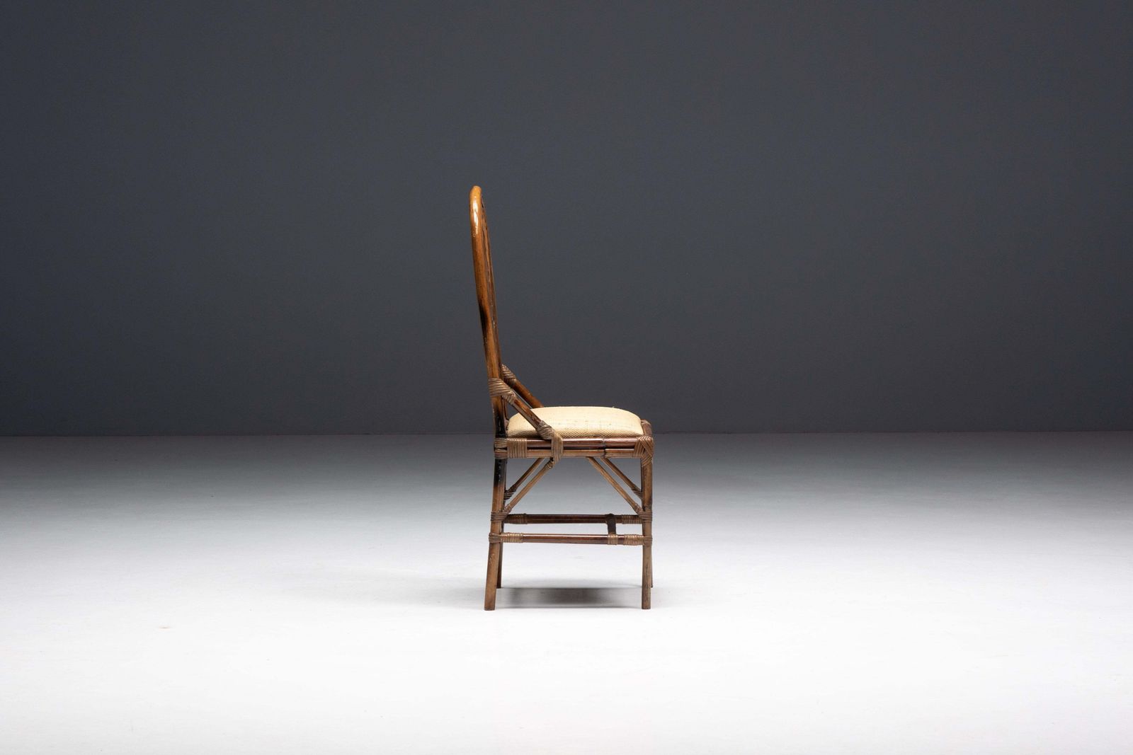 photo vintage High Back Bamboo And Brass Chair By Gabriella Crespi, Italy, 1970s