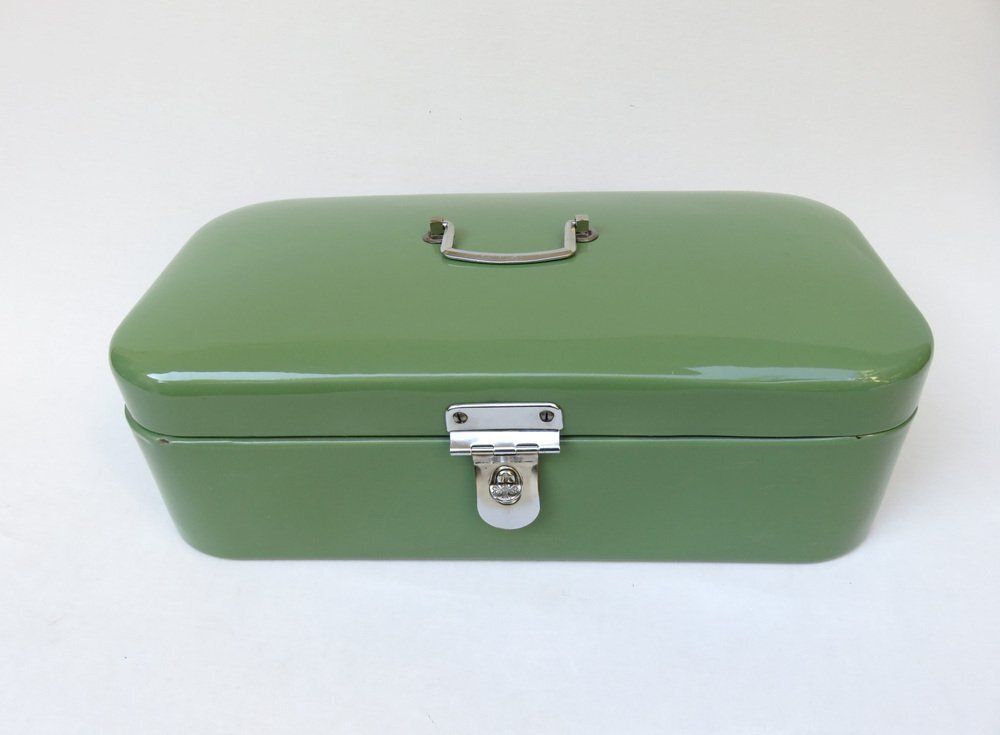 Antique Art Nouveau Lunch Box In Green And Chrome Plated, 1890s