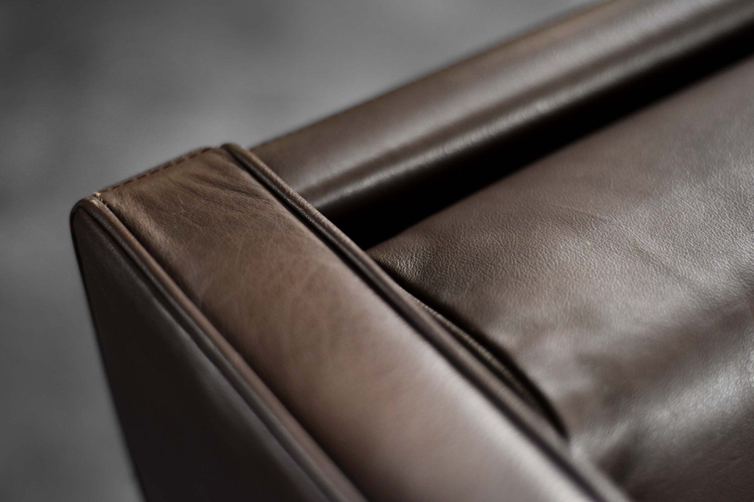Mid Century Danish Modern Brown Leather Wing Chair, 1960s photo vintage