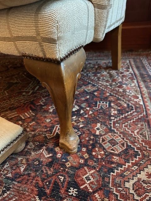Pair Of Vintage Wingback Armchairs With Matching Footstools photo Furniture