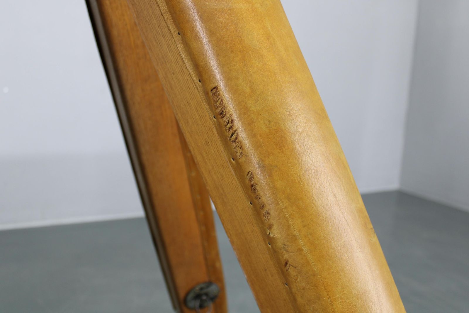 photo vinterior 1950s Czechoslovakian Leather & Wood Gymnastic Pommel Horse, Adjustable Height