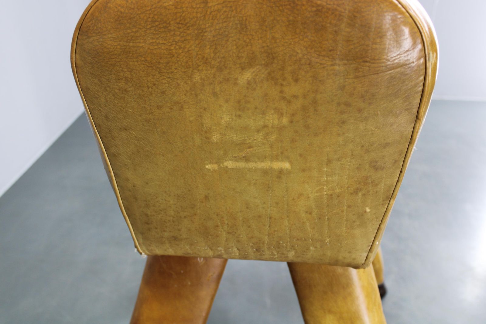 photo buy 1950s Czechoslovakian Leather & Wood Gymnastic Pommel Horse, Adjustable Height