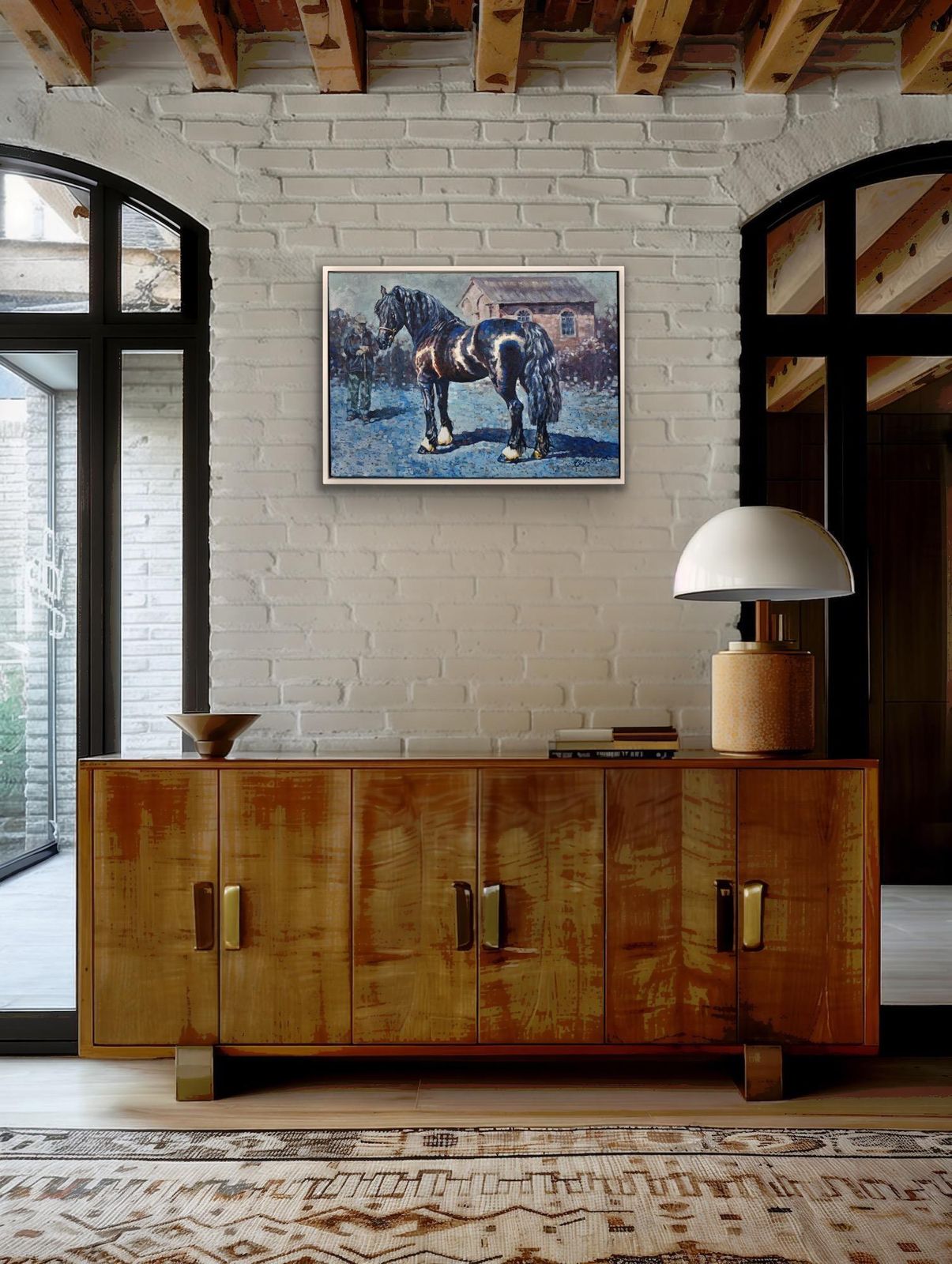 Elin Sian Blake B.1981. Welsh Artist. Fronarth Northern Star. Welsh Cob Native Horse Breed Of Wales. Framed Oil On Canvas. photo 8985.0