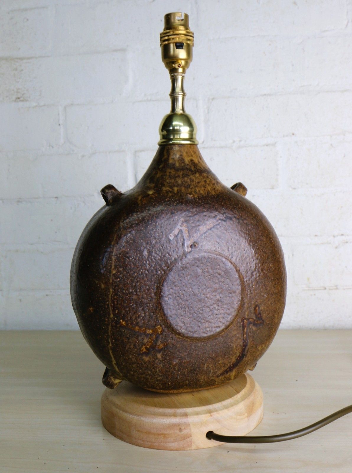 Table Lamp Studio Pottery Vintage Japanese Ceramic Lamp Mid 20th Vgc photo vintage