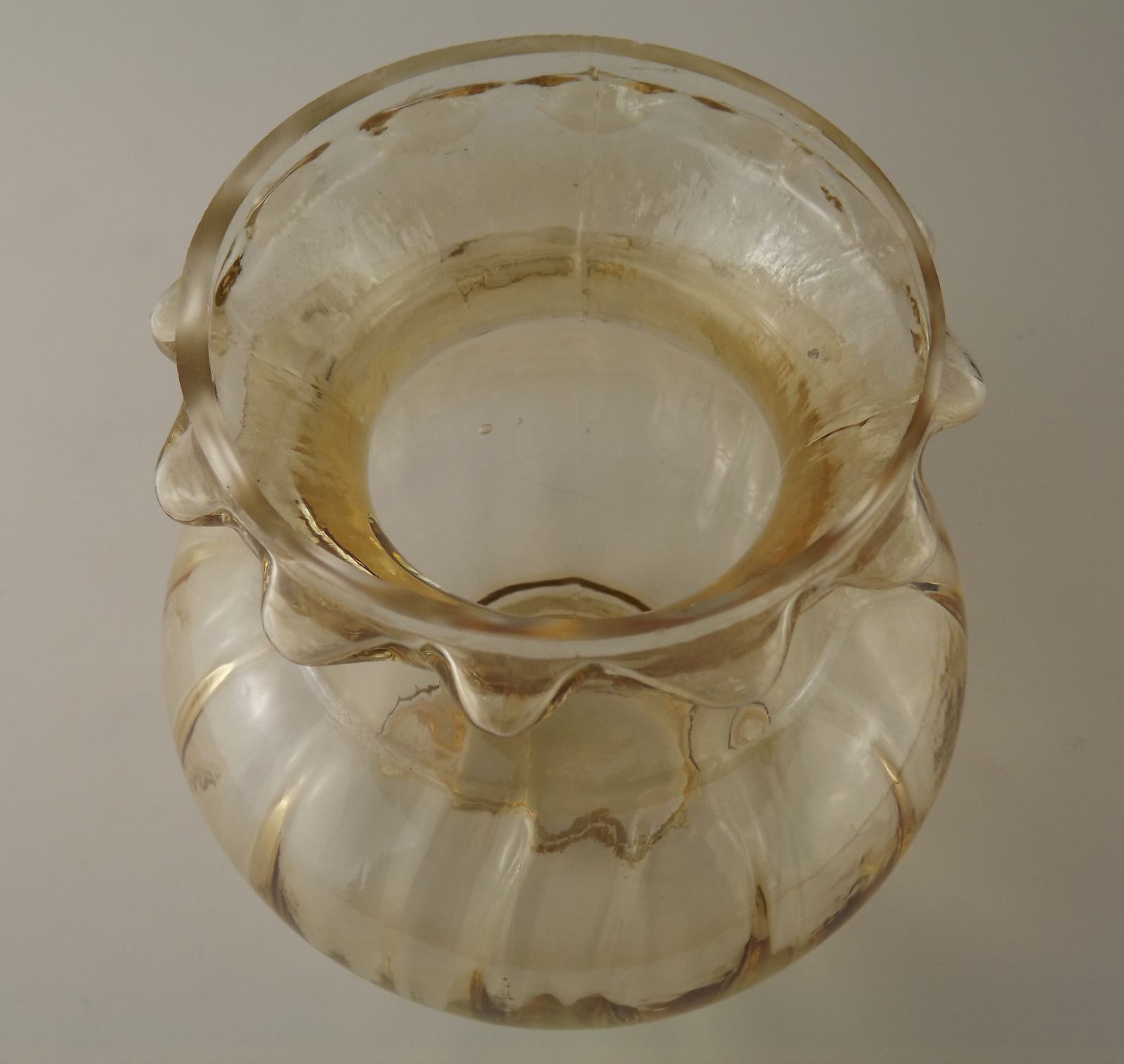 Matching Pair Mid Century Amber Glass Bubble Glass Replacement Shades photo for sale