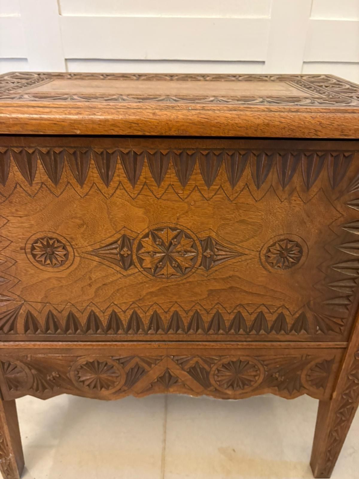 Antique Quality Hand Carved Oak Marriage /Dowry Chest photo buy