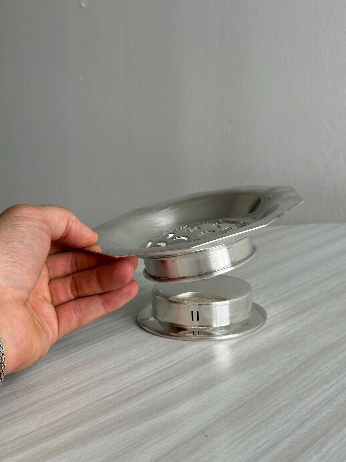 Antique Coquillor Butter Dish In Shiny Silver Metal, For Elegant Presentation Of Butter In Thin Slices, A Refined Table Object photo buy