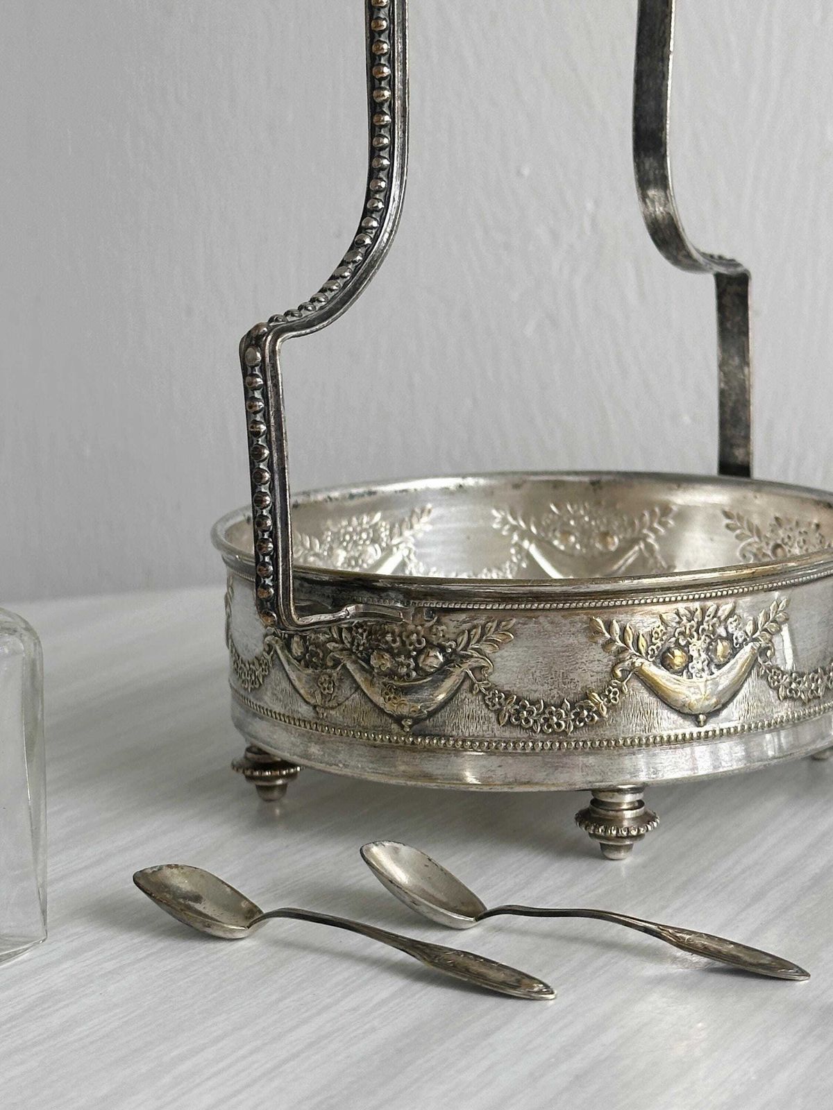 Antique Oil And Vinegar Cruet With Mustard Pot And Spice Compartments, Cut Crystal And Silver Plated Metal, Table Service, French Table photo Home Decor