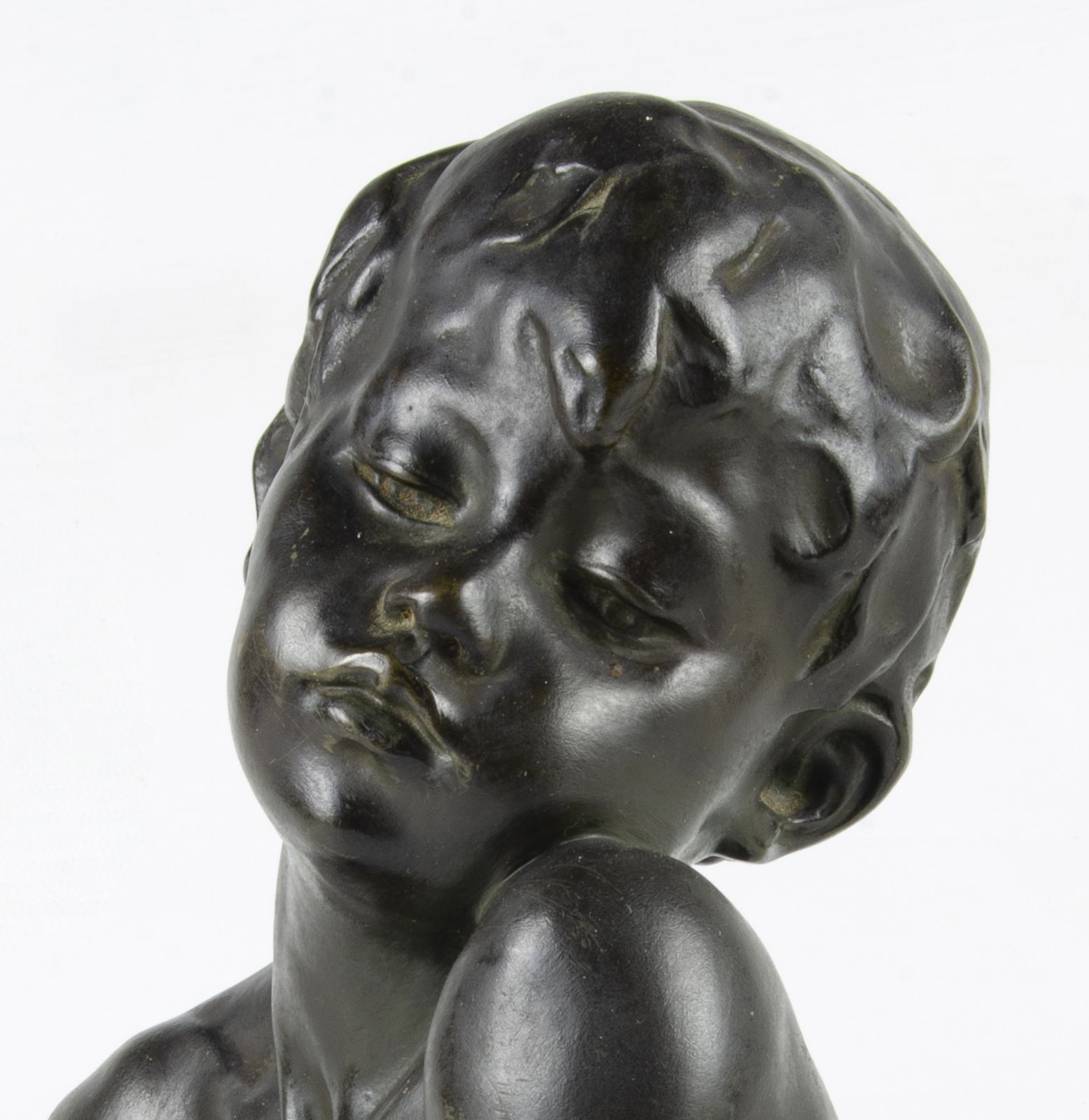 1920s Art Déco Patinated Bronze Bust Of A Young Man With Marble Base By Italian Sculptor Amadeo Gennarelli, France photo buy