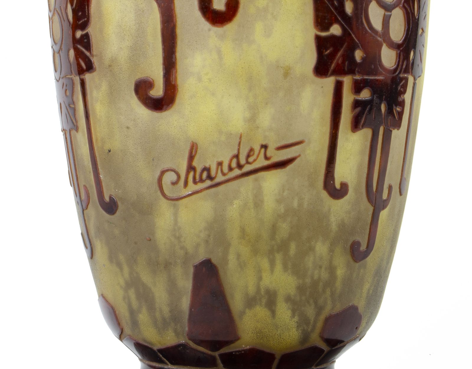 1920s Art Déco French Le Verre Français Hand Painted Frosted Glass Vase Designed By Charder photo vinterior