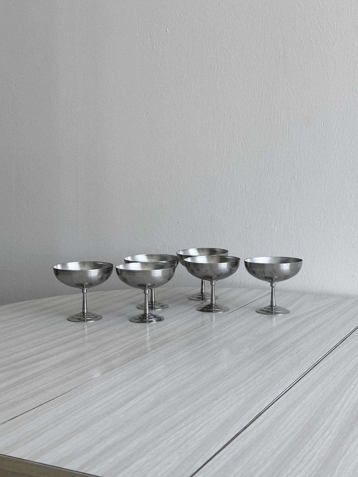 6 Large Stainless Steel Footed Bowls, Letang Remy Style, French Made, Metal Tableware, Stainless Steel Bowls, Dessert Set, Gift