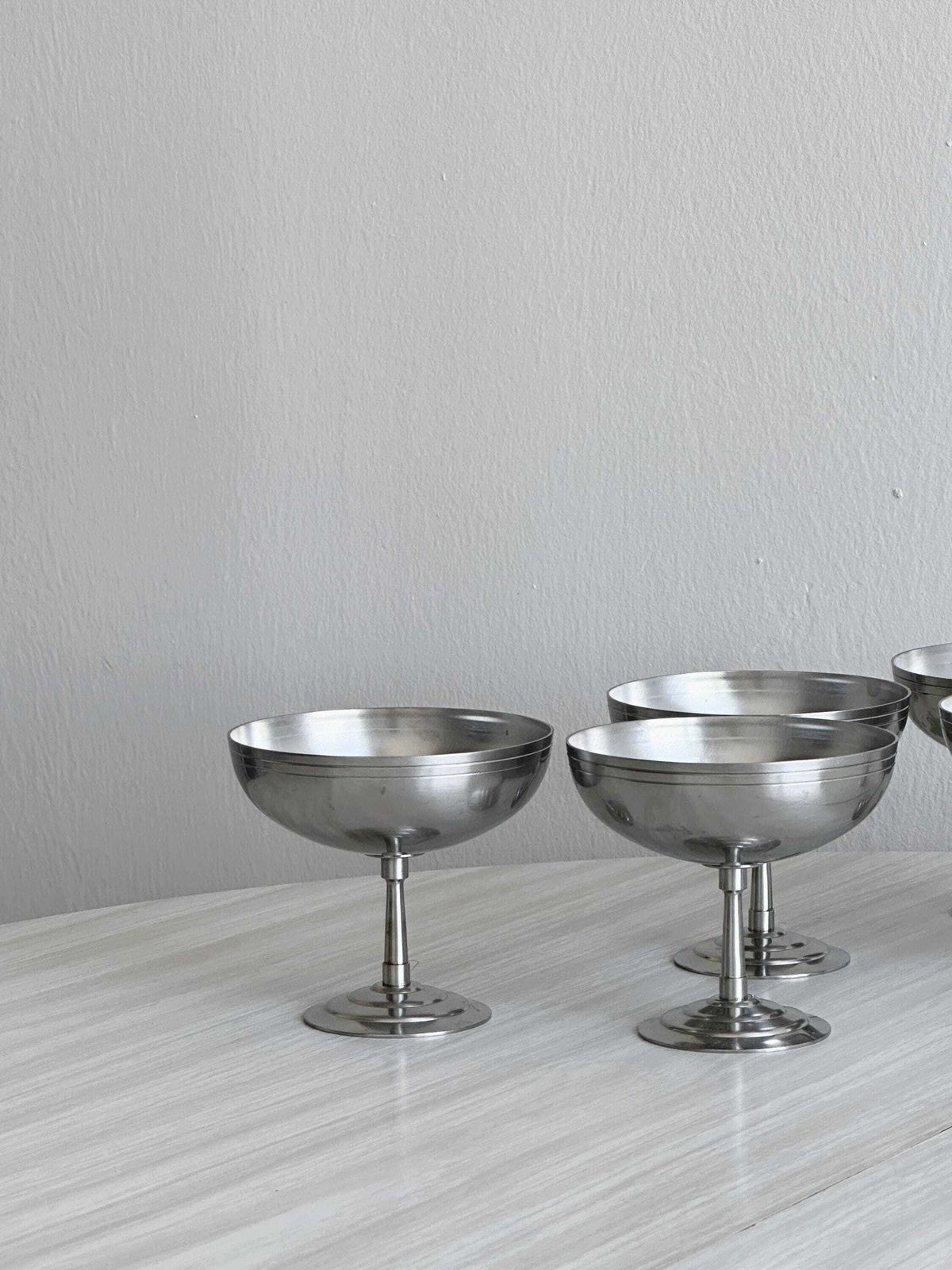 6 Large Stainless Steel Footed Bowls, Letang Remy Style, French Made, Metal Tableware, Stainless Steel Bowls, Dessert Set, Gift photo furniture