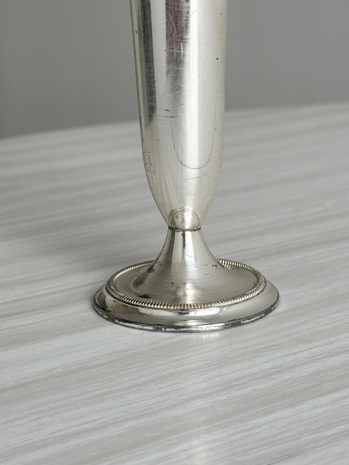 Silver Plated Soliflore Vase, Small Shiny Antique Vase, Refined Table Decoration, Chic Object For A Single Flower Or Dried Stem photo for sale
