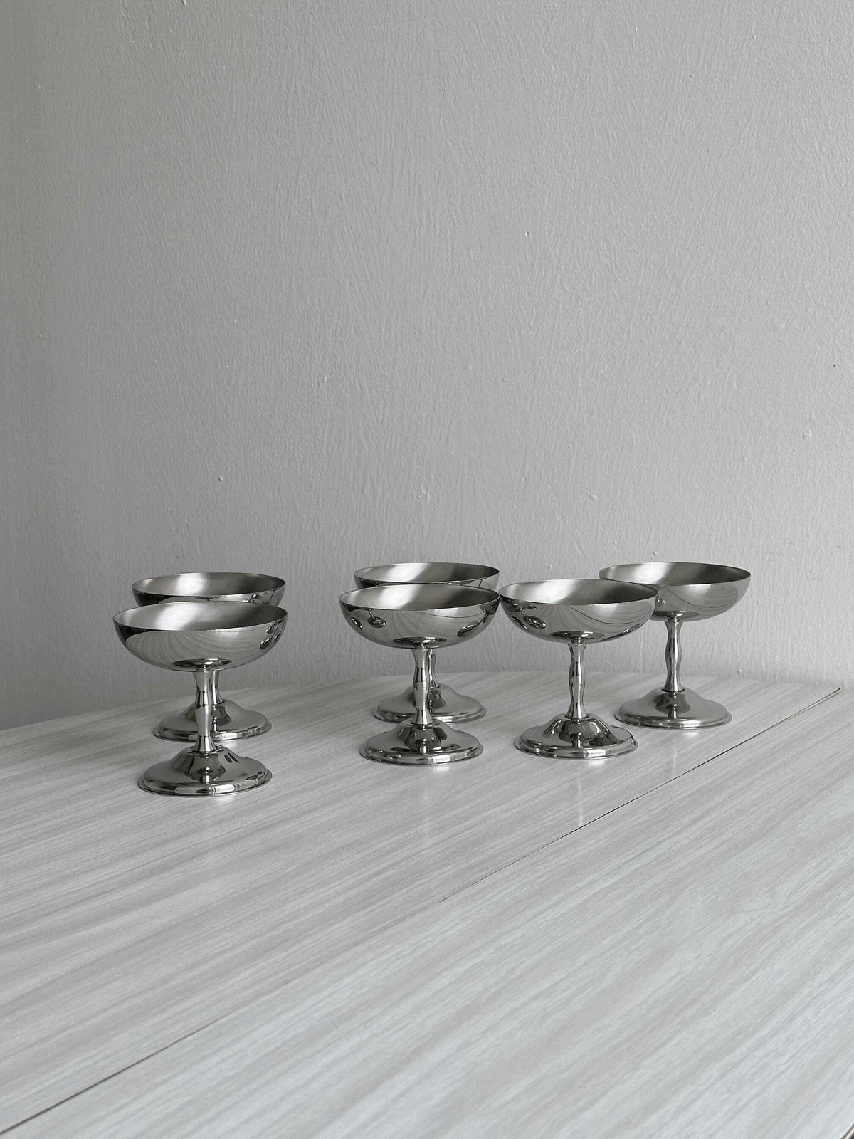 6 Stainless Steel Footed Bowls, Letang Remy Style, French Manufacture, Metal Tableware, Stainless Steel Bowls, Dessert Service, Gift.