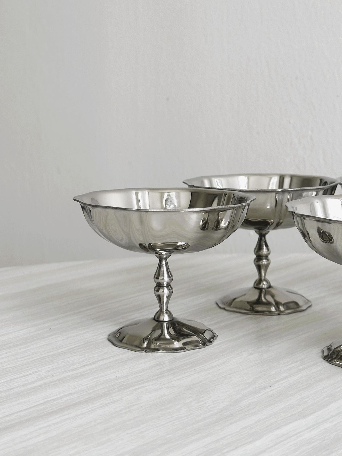 6 Stainless Steel Footed Bowls Mat Letang Remy Style, French Made, Metal Tableware, Stainless Steel Bowls, Dessert Set, Gift photo furniture